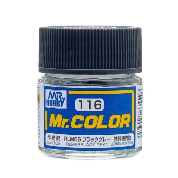 Mr Color C116 RLM66 Black Gray Semi Gloss acrylic paint 10ml - BlackMike Models