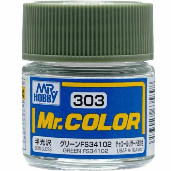 Mr Color C303 Green FS34102 Semi Gloss acrylic paint 10ml - BlackMike Models