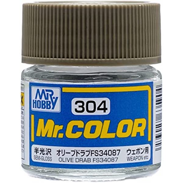 Mr Color C304 Olive Drab  FS34087 Semi Gloss acrylic paint 10ml - BlackMike Models
