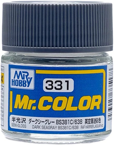Mr Color C331 Dark Sea Gray BS381C/638 Semi Gloss acrylic paint 10ml - BlackMike Models
