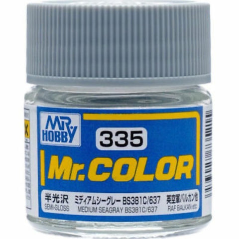 Mr Color C335 Medium Sea Gray BS381C/637 Semi Gloss acrylic paint 10ml - BlackMike Models