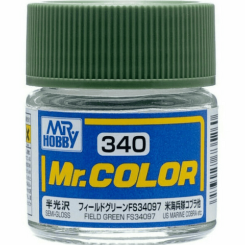 Mr Color C340 Field Green FS34097 Semi Gloss acrylic paint 10ml - BlackMike Models
