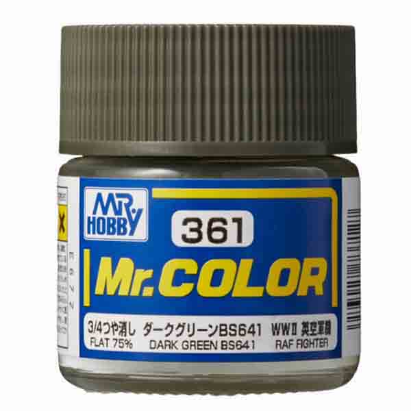 Mr Color C361 Dark Green BS641 75% Flat acrylic paint 10ml - BlackMike Models