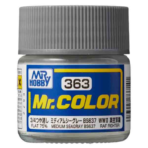Mr Color C363 Medium Sea Gray BS637 75% Flat acrylic paint 10ml - BlackMike Models