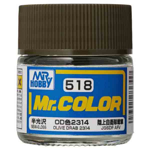 Mr Color C518 JGSDF Olive Drab 2314 75% Flat acrylic paint 10ml - BlackMike Models