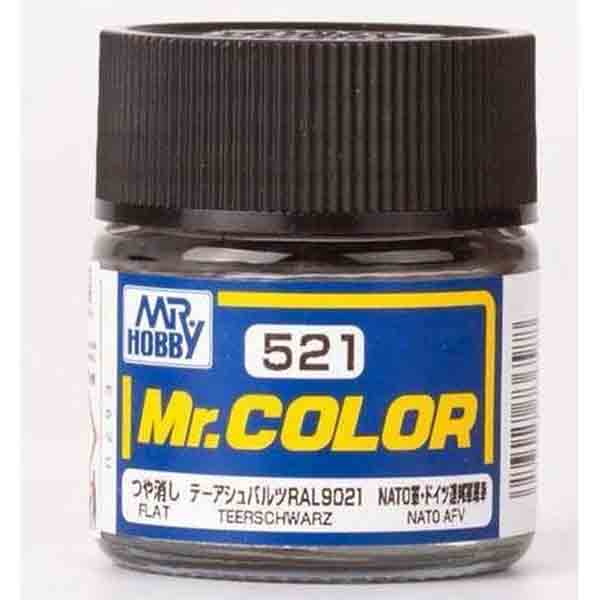 Mr Color C521 RAL9021 Teerschwarz flat acrylic paint 10ml- BlackMike Models