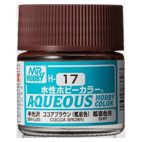 Mr Hobby H17 Semi Gloss Cocoa Brown acrylic paint 10ml - BlackMike Models