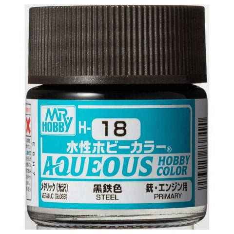 Mr Hobby H-18 Steel metallic gloss acrylic paint 10ml - BlackMike Models