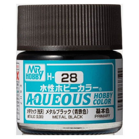 Mr Hobby H28 Metallic Black Gloss Acrylic paint 10ml - BlackMike Models