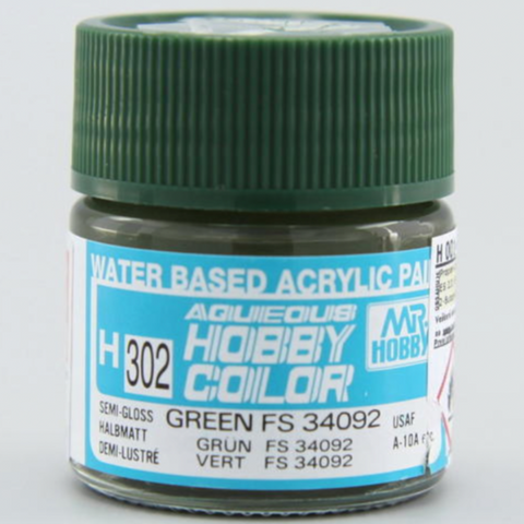 Mr Hobby H302 Green FS34092 Semi Gloss acrylic paint 10ml - BlackMike Models