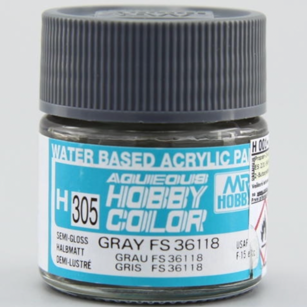 Mr Hobby H305 Gray FS36118 Semi Gloss acrylic paint 10ml - BlackMike Models