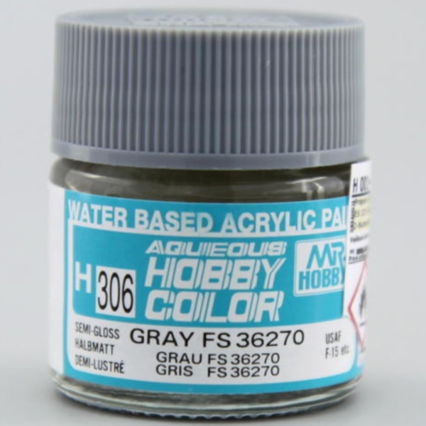 Mr Hobby H306 Gray FS36270 Semi Gloss acrylic paint 10ml - BlackMike Models
