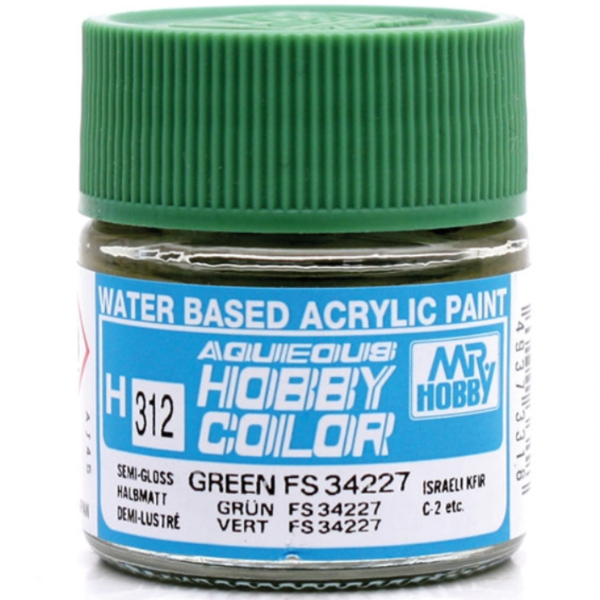 Mr Hobby H312 Green FS34227 Semi Gloss acrylic paint 10ml - BlackMike Models