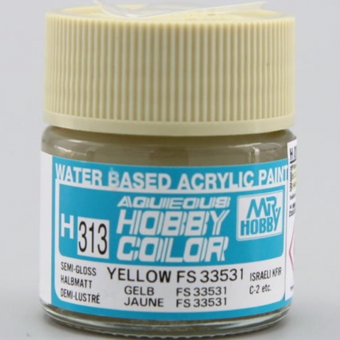 Mr Hobby H313 Yellow FS33531 Semi Gloss acrylic paint 10ml - BlackMike Models