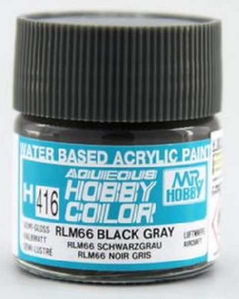 Mr Hobby H416 RLM66 Black Gray acrylic paint 10ml - BlackMike Models