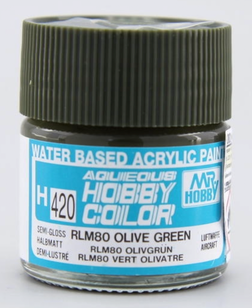 Mr Hobby H420 RLM80 Olive Green acrylic paint 10ml - BlackMike Models