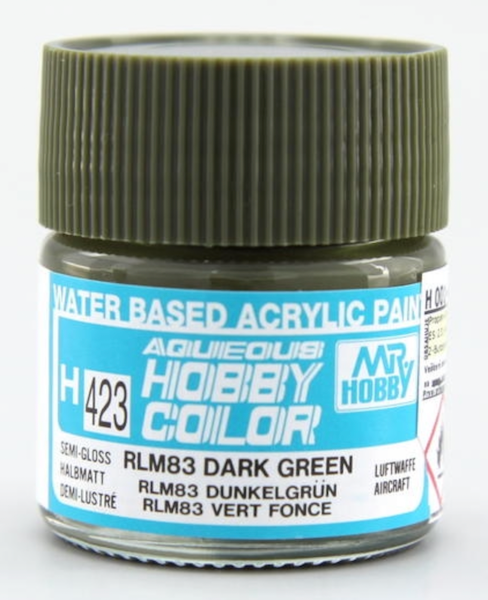 Mr Hobby H423 RLM83 Dark Green acrylic paint 10ml - BlackMike Models