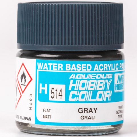 Mr Hobby H514 Gray "Grau" flat acrylic paint 10ml - BlackMike Models