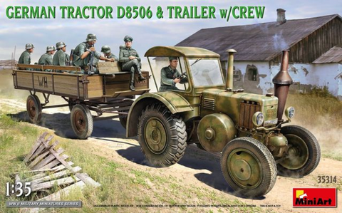 Miniart 35314 1/35 scale German Tractor D8506 & Trailer with crew - BlackMike Models