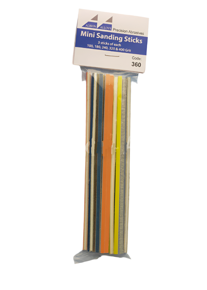 Albion Alloys 15 piece Assorted Mini Sanding Stick Pack - BlackMike Models
