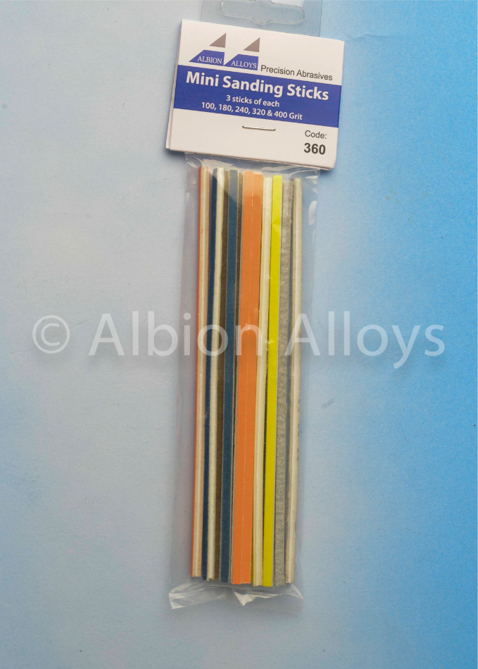 Albion Alloys 15 piece Assorted Mini Sanding Stick Pack - BlackMike Models
