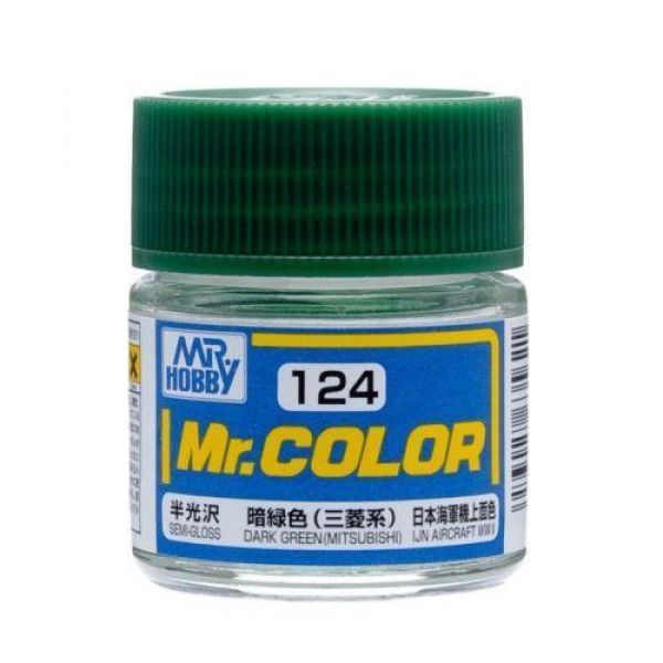 Mr Color C124 Dark Green (Mitsubishi) Semi Gloss acrylic paint 10ml - BlackMike Models