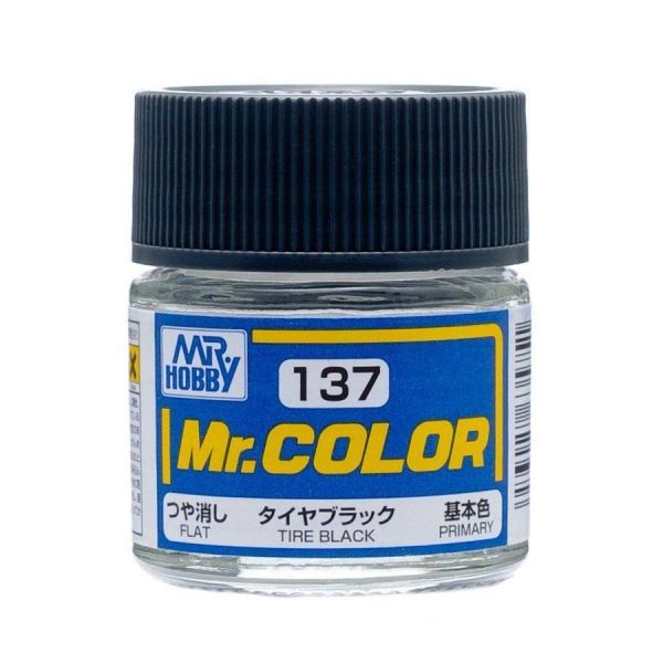 Mr Color C137 Tire Black Flat acrylic paint 10ml - BlackMike Models