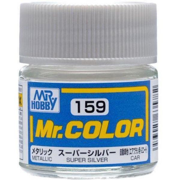 Mr Color C159 Super Silver Metallic acrylic paint 10ml - BlackMike Models