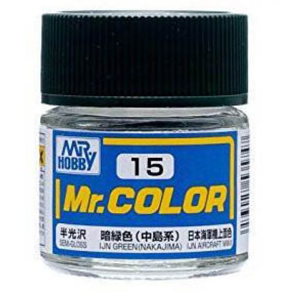 Mr Color C15 IJN Green (Nakajima) Semi Gloss acrylic paint 10ml - BlackMike Models