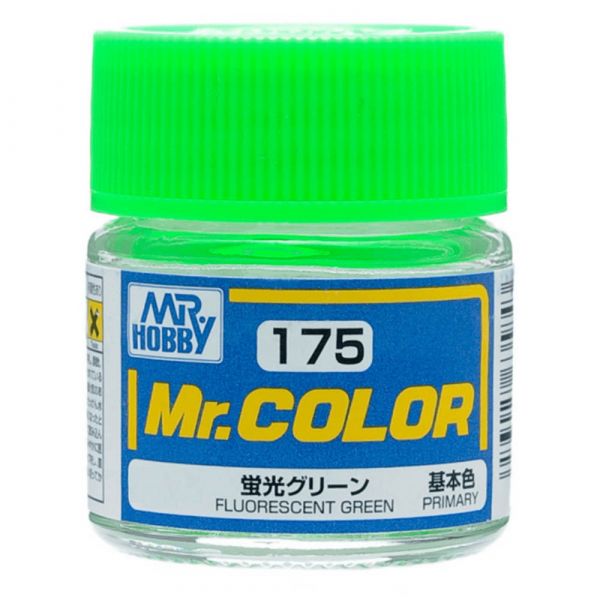 Mr Color C175 Fluorescent Green acrylic paint 10ml - BlackMike Models