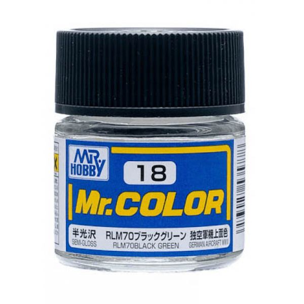 Mr Color C18 RLM70 Black Green Semi Gloss acrylic paint 10ml - BlackMike Models