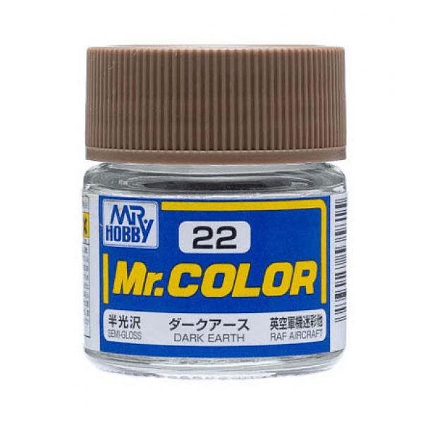 Mr Color C22 Dark Earth Semi Gloss acrylic paint 10ml - BlackMike Models