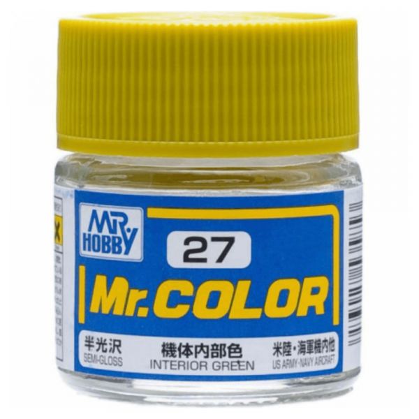 Mr Color C27 Interior Green Semi Gloss acrylic paint 10ml - BlackMike Models