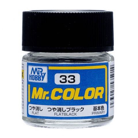 Mr Color C33 Flat Black acrylic paint 10ml - BlackMike Models