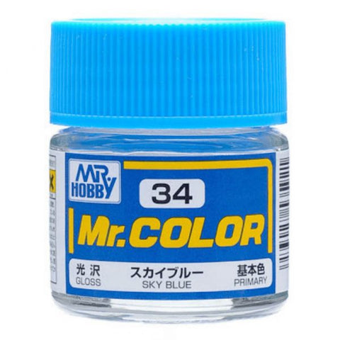 Mr Color C34 Sky Blue Gloss acrylic paint 10ml - BlackMike Models