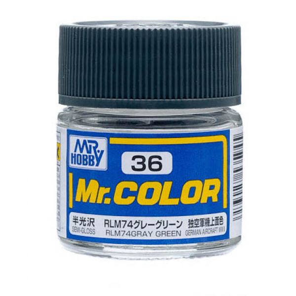 Mr Color C36 RLM74 Gray Green Semi Gloss acrylic paint 10ml - BlackMike Models