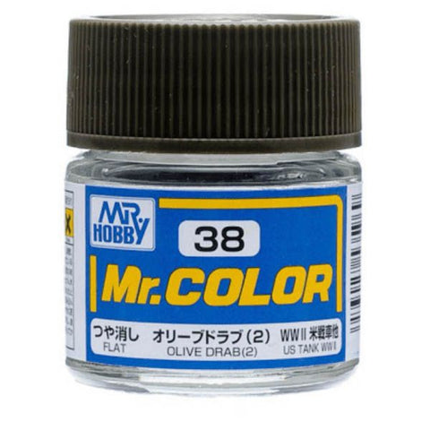 Mr Color C38 Olive Drab (2) Flat acrylic paint 10ml - BlackMike Models