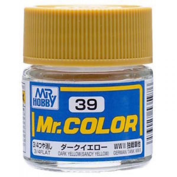 Mr Color C39 Dark Yellow/Sandy Yellow 3/4 flat acrylic paint 10ml - BlackMike Models