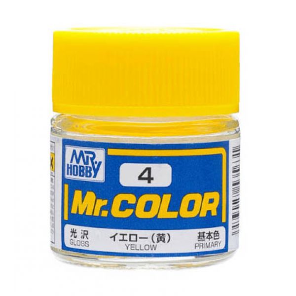 Mr Color C4 Yellow Gloss acrylic paint 10ml - BlackMike Models