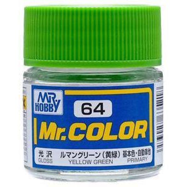 Mr Color C64 Yellow Green Gloss acrylic paint 10ml - BlackMike Models