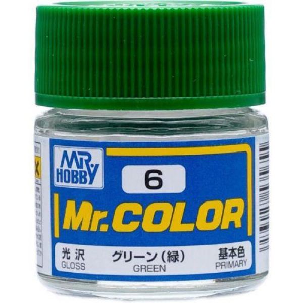 Mr Color C6 Green Gloss acrylic paint 10ml - BlackMike Models