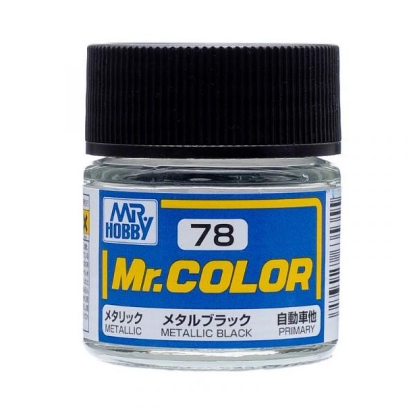 Mr Color C78 Metallic Black acrylic paint 10ml - BlackMike Models