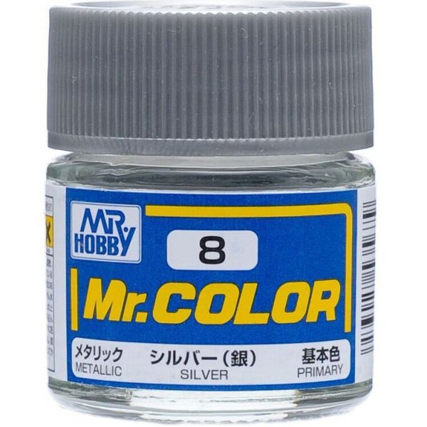 Mr Color C8 Silver Metallic acrylic paint 10ml - BlackMike Models