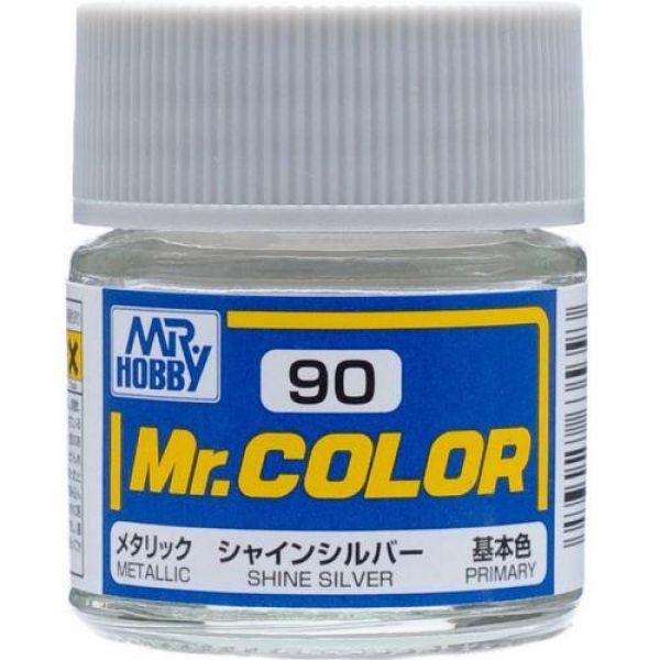 Mr Color C90 Shine Silver Metallic acrylic paint 10ml - BlackMike Models