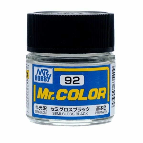 Mr Color C92 Semi Gloss Black acrylic paint 10ml - BlackMike Models