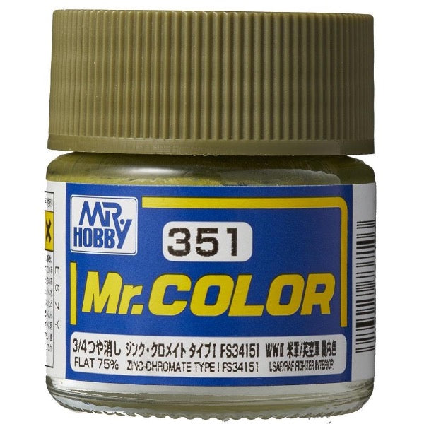 Mr Color C351 Zinc Chromate type 1 FS34151 75% flat acrylic paint 10ml - BlackMike Models