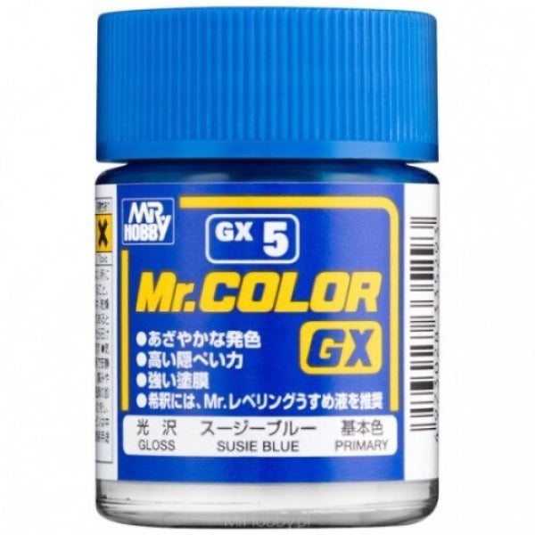 Mr Color GX5 Susie Blue Gloss acrylic paint 18ml - BlackMike Models