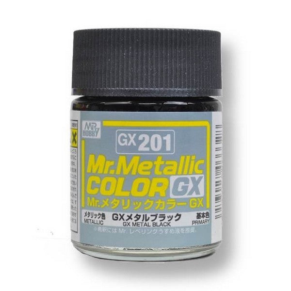 Mr Hobby Mr Metallic Color GX201 Metal Black paint 18ml - BlackMike Models
