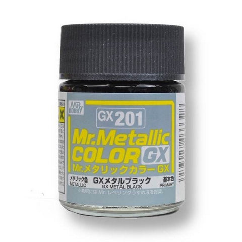 Mr Hobby Mr Metallic Color GX201 Metal Black paint 18ml - BlackMike Models