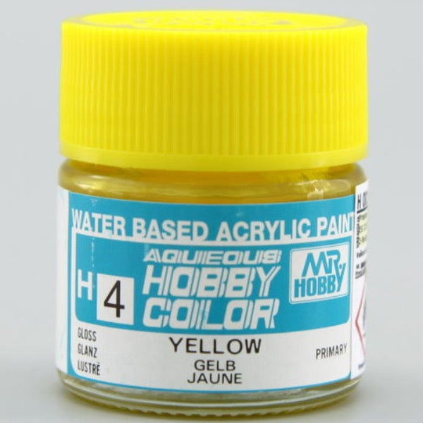 Mr Hobby H4 Yellow Gloss acrylic paint 10ml - BlackMike Models